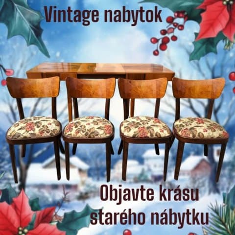 Jedálenská zostava – Pekná jedálenská zostava 50te roky 20. storočia. Veľmidobrý pôvodný stav.